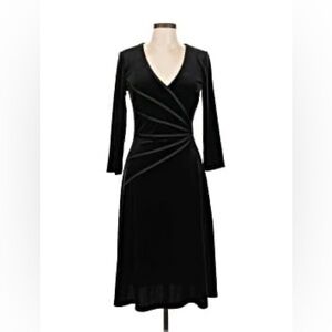 Connected Apparel navy velvet Long Sleeve Dress